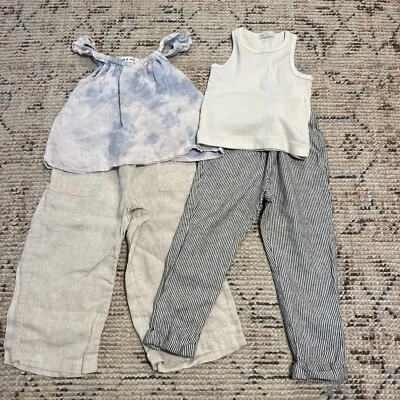 Camiseta sin mangas de lino J Crew Cloth Stone H&M lote 5 6 niñas Foto 1 de 4