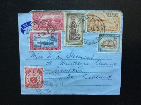 WESTERN SAMOA 1958 Multi Stamp Airmail to NZ  (P217) Cover