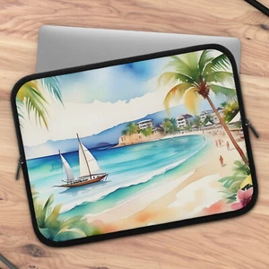Laptop Sleeve Cover, Artistic Paradise Beach View, 7" to 17" Sizes, Prices From: - Picture 1 of 14