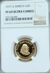 1977 SOUTH AFRICA GOLD 2 RAND NGC PF 69 ULTRA CAMEO ABSOLUTELY BEAUTIFUL TOP POP - Picture 1 of 3