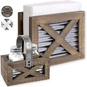 Farmhouse Napkin Holder and Adorable Farmhouse Salt and Pepper Shakers Set with - Picture 1 of 13