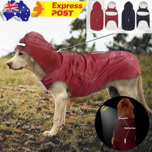 Waterproof Dog Raincoat Reflective Hoodie Rain Wear Jacket for Large Dogs & Hole - Picture 1 of 14