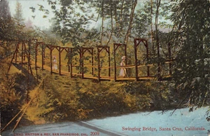Swinging Bridge, Santa Cruz, California ca 1910s Vintage Postcard - Picture 1 of 2