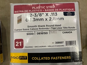 Pro fit 2-3/8" x 0.113" brite smooth shank, 21-degree plastic strip, 5000 count - Picture 1 of 3