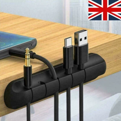 Cable Holder Management Clips Ties Charger USB Wire Table Tidy Lead Organizer UK - Image 1 of 4