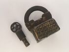 Old Iron Small Handcrafted Brass Fitted Engraved Screw System Padlock Rear