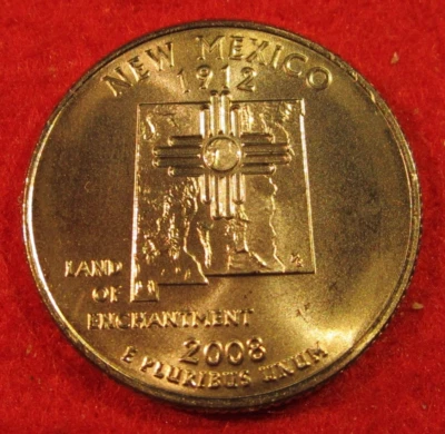 2008 D Denver New Mexico State Clad Quarter - Satin Finish - UNC - Bright Silver - Image 1 of 3