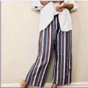 DREW cotton stripe pull on red cotton wide leg Pants size Small NWT