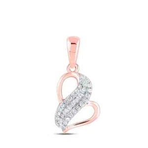 Ciondolo cuore fantasia 2 ct placcato oro rosa 14 kt taglio tondo diamante creato in laboratorio - Foto 1 di 5