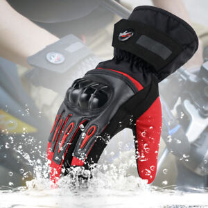 Winter Leather Motorcycle Motorbike Waterproof Gloves Touch Screen Full Finger