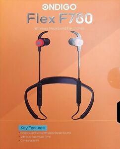 Ondigo Flex F780 Wireless Neckband Earphones, Black With Red Tips, Brand New!!