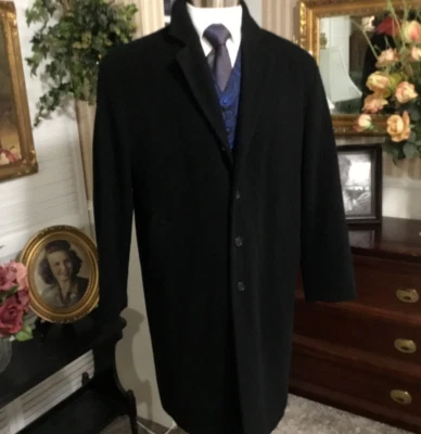 Casaco de inverno masculino bonito Irvine Park meia-noite preto lã pura 44R - Imagem 1 de 4