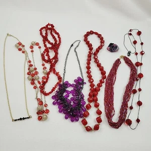 Lote de 8x Piezas Joyería de Moda Collares y Colgantes Estilo Surtido Rojo Púrpura - Imagen 1 de 8