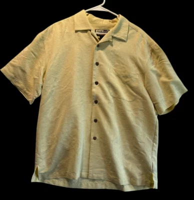 Camisa Havana Jacks Café Hawaiana Para Hombre Talla L Lt Amarilla Manga Corta Botón Delantero Foto 1 de 4
