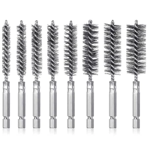 8 Pieces Wire Brush Drill Bore Cleaning Brush Set with 1/4 Inch Hex Shank Stainl - Picture 1 of 12