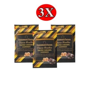 3X 25g. Fisherman's Friend Candy Choco Mentho Salted Caramel Lozenges Sugar Free - Picture 1 of 7