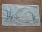 Vintage Cream Floral embroidered TRAYCLOTH 22x13 Inches