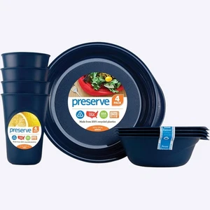 Reusable BPA Free Everyday Tableware Set Made from Recycled Plastic: 4 Plates... - Picture 1 of 9