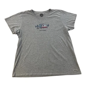 Life Is Good Camping Trailer Logo Tee Lightweight Retro Relaxed Fit Gray Mens XL - Picture 1 of 11