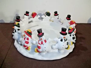 PartyLite P7436 Frolicking Frostys 3 Wick Candle Holder - Picture 1 of 3