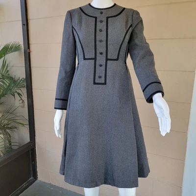 Vestido Abrigo Geoffrey Beene Gris Oscuro Lana Mujer Talla M De Colección Raro Años 60 Foto 1 de 4