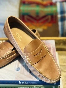 Zapatos mocasines de conducción de cuero POLO Ralph Lauren Wes para hombre talla 9,5D 14557 marrón - Imagen 1 de 8