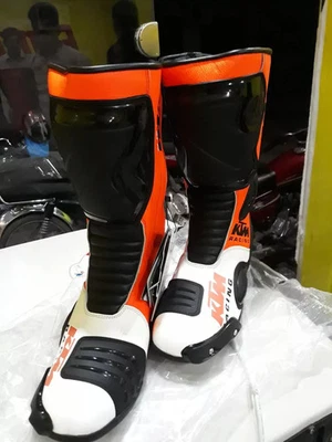 KTM Motociclista Cuero de Vaca Botas Moto Cuero Carreras Hombres Botas Foto 1 de 2