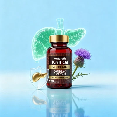 Antarctic Krill Oil 2000 mg 120 Softgels | DHA,Omega-3 EPA, with Astaxanthin NEW - Image 1 of 4