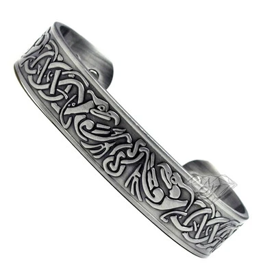 Accents Kingdom Mens Silver Phoenix Magnetic Therapy Celtic Copper Cuff Bracelet - Image 1 of 4