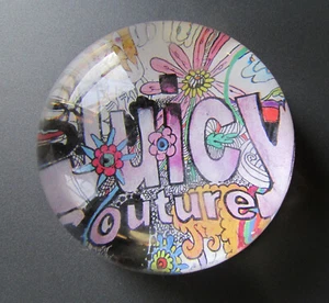 Juicy Couture Paperweight Glass Boho Groovy Flower Power Vintage chipped edges - Picture 1 of 22