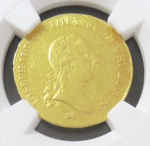Italy: Milan. Joseph II gold 1/2 Sovrano 1787-M AU Details Obverse Scratched NGC - Picture 1 of 4