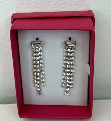 Avon Studio 1886 Waterfall Chandelier Pierced Earrings  Silvertone NEW In Box - Image 1 of 4