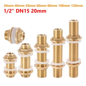 Water Tank Fittings Brass Bulk Head Extension Adaptor with Gaskets 1/2" - Picture 1 of 27