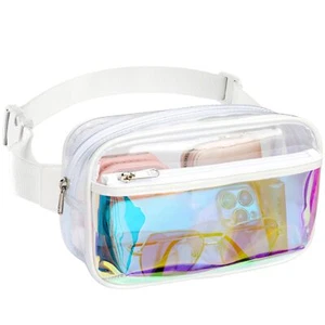 Clear Fanny Pack - Holographic White Clear Belt Bag Crossbody Fashion Fanny P... - Picture 1 of 9