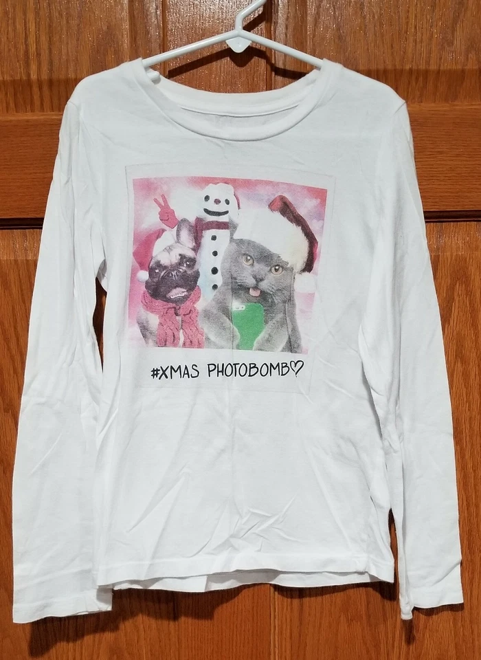 Camisa blanca de Navidad de manga larga PS From Aeropostale Girls 8 #Xmas Photobomb Foto 1 de 4