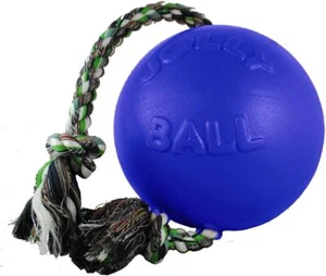 Jolly Pets Romp-n-Roll Rope and Ball Dog Toy 8 Inches/Large Blue New - Picture 1 of 1