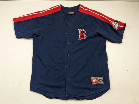 Vintage Nike Carlton Fisk #27 Boston Red Sox Cooperstown Baseball Shirt Large L Cover