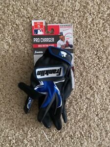Franklin Pro Charger Batting Gloves - Black/Blue/White - Adult - Small- New