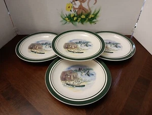 Cabin Ducks Lake Salad/Dessert Plates Cabela's Folkcraft Stoneware Set/4 ~ 8.5" - Picture 1 of 4