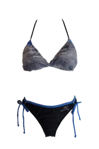 Damen Triangel Bikini Schwarz/Blau/Grau/Weiß gemustert Gr. 34 36 38 40 42 NEU - Picture 1 of 2