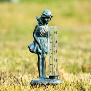 Garden Rain Gauge Decor Lady Girl Rain Gauge Stake with Udometer - Picture 1 of 12