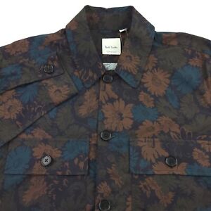 $550 Paul Smith Floral Field Shirt Jacket Men's Size Medium Brown & Green Italy