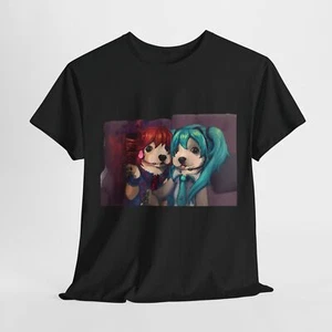 Kasane Teto & Hatsune Miku Dog Meme Unisex Heavy Cotton Anime T-Shirt - Picture 1 of 4