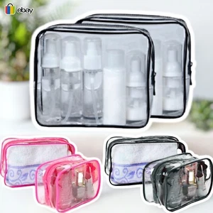 2 x Clear Travel Toiletries Bag Cosmetic Toiletry Pouch Liquids Makeup Organiser - Picture 1 of 7