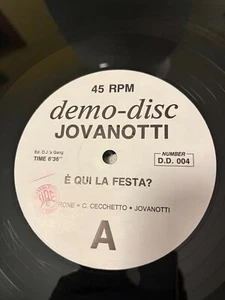 Jovanotti - E' Qui La Festa? - Vinyl 12" DEMO-DISC 1988 - Foto 1 di 5