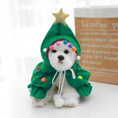 Regalo de Navidad Perro Gato Conjunto Lindo Disfraz Manteau Tela Mascota Elegante Vestido de Vacaciones Foto 1 de 4