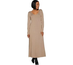 Maxi Vestido Louis Dell'Olio XXS PETITE KHAKI Tejido Fawn Whisper Nuevo sin Etiquetas - Imagen 1 de 4