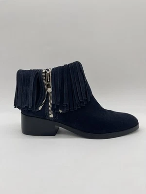 3.1 Phillip Lim Gamuza Alexa Flecos Botín Azul Marino Cremallera Botines Talla UE 37.5 $695 Foto 1 de 4