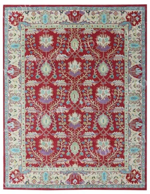 Franklin rot handgefertigte getuftete Blumendesign Wollteppiche & Teppich 5 x... - Bild 1 von 4