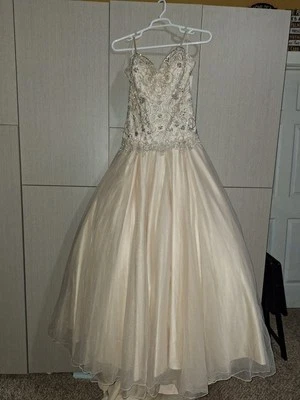 Vestido de baile Christina Wu champán con cuentas Foto 1 de 4